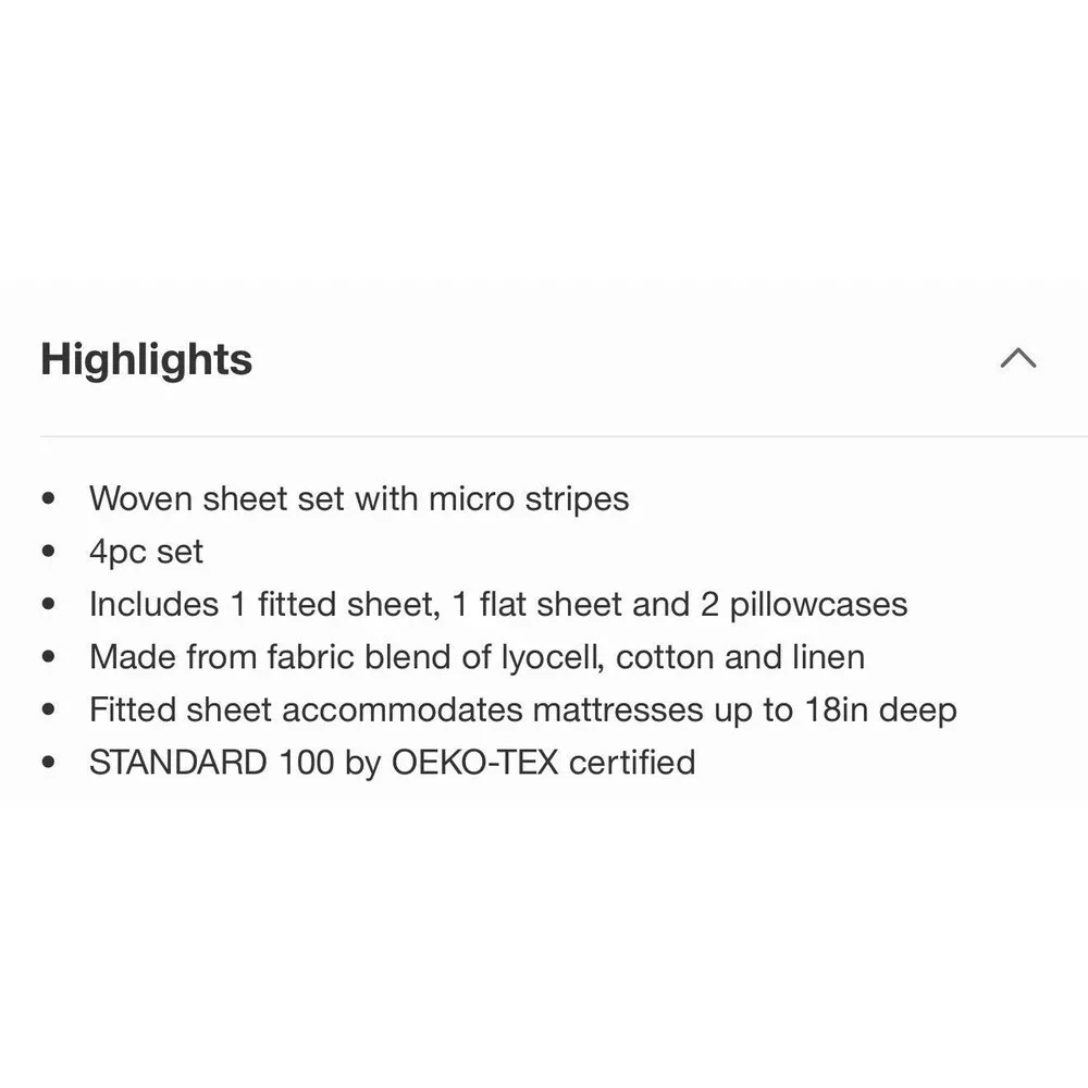 4pc King Micro Stripe Sheet Set Rust - Hearth & Hand with Magnolia NEW